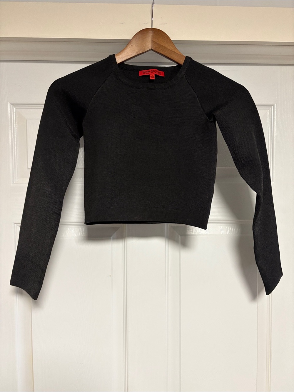 WOW couture Black Long Sleeve Crop Top
